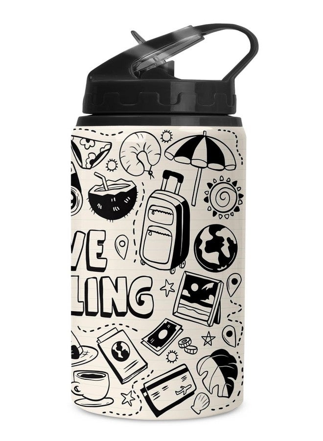 TrendoPrint Printed Aluminium Sipper Water Bottle with Lid & Straw 750ml For Gym, Yoga, Kids, Boys, Girls, Brother, Sister, Babies, Baby, Workout, Adults (WB400) - Image 3